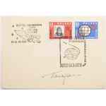 jurij Alekszejevics Gagarin (1934-1968) szovjet űrhajós autográf aláírása alkalmi borítékon, ...