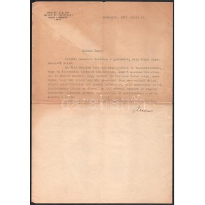 Horváth G. Andor (1876-1966) festőművész autográf aláírása levélen