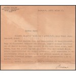 Horváth G. Andor (1876-1966) festőművész autográf aláírása levélen