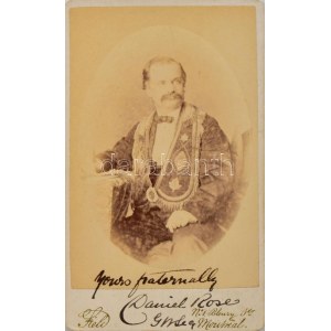 cca 1875 Daniel Rose (1835-?) kanadai szabadkőműves nagymester dedikált portréfotója (...