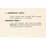 [Aprónyomtatvány] A budapesti Martinovics szabadkőműves páholy meghívója Francesco Ferrer (1859-1919...