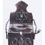 Fűszertartó, kanállal Dávid csillagos díszítéssel, zománc berakással. Ezüst (Ag) antik, orosz, jelzett, 1873...