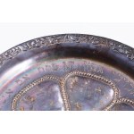 Szédertál, ezüst (Ag) XIX. sz. vége. dianás jelzéssel, GU mesterjeggyel 611g, d: 31 cm Seder plate, silver (Ag...