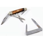 2 db régi zsebkés, bicska, Fella jelzésű az egyik, a másik több funkciós, rózsafa nyelű. Becsukva 7 cm, 8...