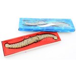 Homár figurális hüvelyben díszkés, rajta homár díszítéssel, h: 32 cm