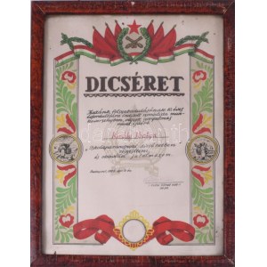 1955 Bp., Honvéd Kossuth Tüzér Tiszti Iskola dicsérő oklevele Király Ibolya részére ,...