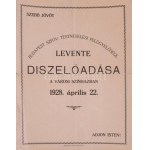 1928 Budapest Szföv. Testnevelési Felügyelősége Levente díszelőadása a Városi Színházban, meghívó és műsor, kihajtható...