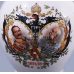 1916 Altrohlau világháborús emlékkancsó II. Vilmos és Ferenc József arcképével díszítve, tűzhibával, repedésvonallal...
