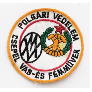 Polgári Védelem Csepel Vas- és Fémművek felvarró, d: 7,5 cm