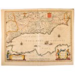 Johannes Janssonius: Granata, et Murcia Regna, Granada és Murcia térképe. Színezett rézmetszet. Megjelent...