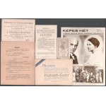 Vegyes nyomtatványok és fotók: litográfia, meghívók, régi reklám nyomtatványok