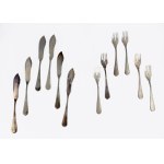 Ezüst (Ag) 6 személyes halas evőeszköz készlet 800-as ezüst, jelzett összesen nettó 694 g
