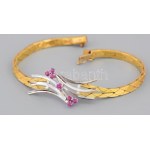 Fehérarany és sárga arany (Au) karék, 18k, 7 darab rubin berakással, jelzett, h: 18 cm, bruttó 24...