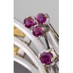 Fehérarany és sárga arany (Au) karék, 18k, 7 darab rubin berakással, jelzett, h: 18 cm, bruttó 24...