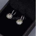 14 K fehérarany fülbebvaló brillekkel.2 nagy kő 0,79ct (J, I.) + 24 db díszítő kő, 0,32 ct) TW jelzett...