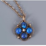 14 K arany nyaklánc medállal ausztrál opál 1ct és gyémánt 0,015 (cabochon, hollandi rózsa csiszolás), jelzett...