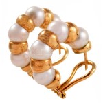 Fülbevaló pár, 18k arany (Au) , gyöngyökkel ékítve, Jelzett, magyar fémjellel. 11,66 g d...