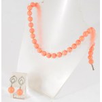 Ezüst (Ag) szerelékes ékszer szett, nyaklánc és fülbevaló pár, jelzett.