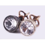 Arany (Au) fülbevaló pár, kővel, 14K, bruttó 1,36g