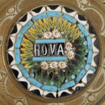 Réz ékszeres szelence murano mikromozaik díszítéssel, d: 4,5 cm