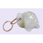 Jáde medál arany (Au) szerelékkel, 14k, jelzett, h: 4 cm