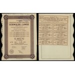 Towarzystwo Akcyjne Zakładów Ceramicznych "Dziewulski i Lange", 5 shares at 250 zloty = 1,250 zloty, 1937, Warsaw