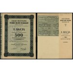 Zakłady Przemysłowe Wyrobu Filców i Wojłoków S.A., bearer share worth 500 zlotys, 1938, Lodz.