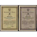 Republic of Poland (1918-1939), 5% State Conversion Loan bonds worth 10 and 50 zloty, 1.09.1924, Warsaw