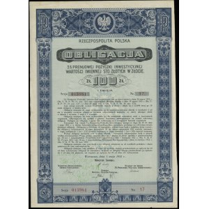Republic of Poland (1918-1939), 2 x bond of 3% premium investment loan for 100 zlotys in gold, 1.05.1935, Warsaw