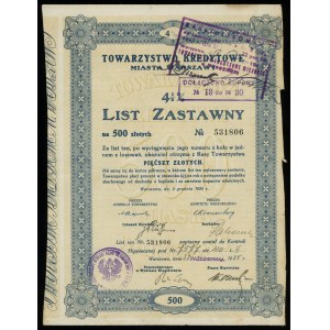 Towarzystwo Kredytowe miasta Warszawy, set of 4 mortgage bonds, 1924, Warsaw