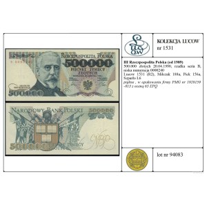 Poland, 500,000 zloty, 20.04.1990, B