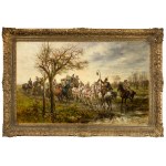 Jan CHEŁMIŃSKI (1851-1925), Dwór pański w podróży za czasów Augusta III, 1880