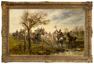 Jan CHEŁMIŃSKI (1851-1925), Dwór pański w podróży za czasów Augusta III, 1880