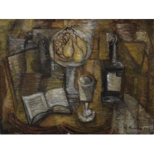 Alicja HALICKA (1894-1975), Martwa natura z butelką i książką