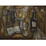 Alicja HALICKA (1894-1975), Martwa natura z butelką i książką