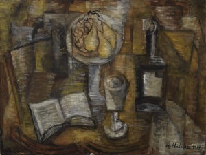 Alicja HALICKA (1894-1975), Martwa natura z butelką i książką