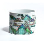 Important green family porcelain brush holder, China, Important green family porcelain brush holder, China