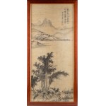 Beautiful Chinese painting with landscape and calligraphy, China, Beautiful Chinese painting with landscape and calligraphy, China