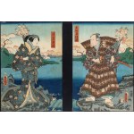 Pair of woodblock prints by Utagawa Kunisada (Toyokuni III), Japan, Pair of woodblock prints by Utagawa Kunisada (Toyokuni III), Japan