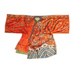 Orange satin Chinese dress, China, Orange satin Chinese dress, China