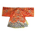 Orange satin Chinese dress, China, Orange satin Chinese dress, China