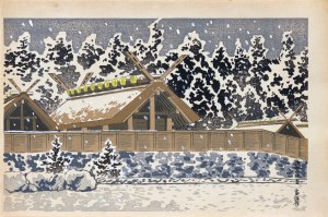 Tomikichirō Tokuriki (1902-2000), Świątynia Ise w śniegu, Japonia, ok. 1970 r.