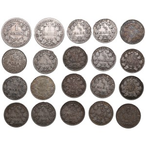 Group of coins: Germany Silver 1 and 1/2 Mark (20)