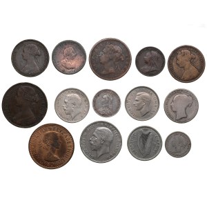 Gruppe von Münzen: Großbritannien, Kanada, Irland, Straits Settlements (14)