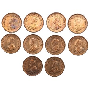 Group of coins: British India (Calcutta) ½ Pice 1921 - George V (1910-1936) (10)
