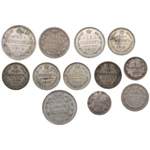 Group of coins: Russia 20, 15, 10 & 5 Kopecks (12)