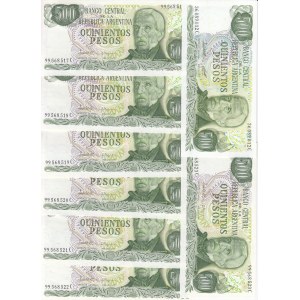 Argentina 500 Pesos ND (1977-1983) - Mostly consecutive numbers (8)