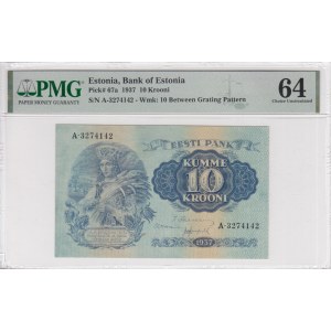 Estonia 10 Krooni 1937 - PMG 64 Choice Uncirculated