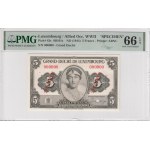 Luxembourg (Allied. Occ. WWII) 5 Francs ND (1944) - SPECIMEN - PMG EPQ 66 Gem Uncirculated