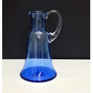 Cobalt glass beverage jug , hand blown - vintage
